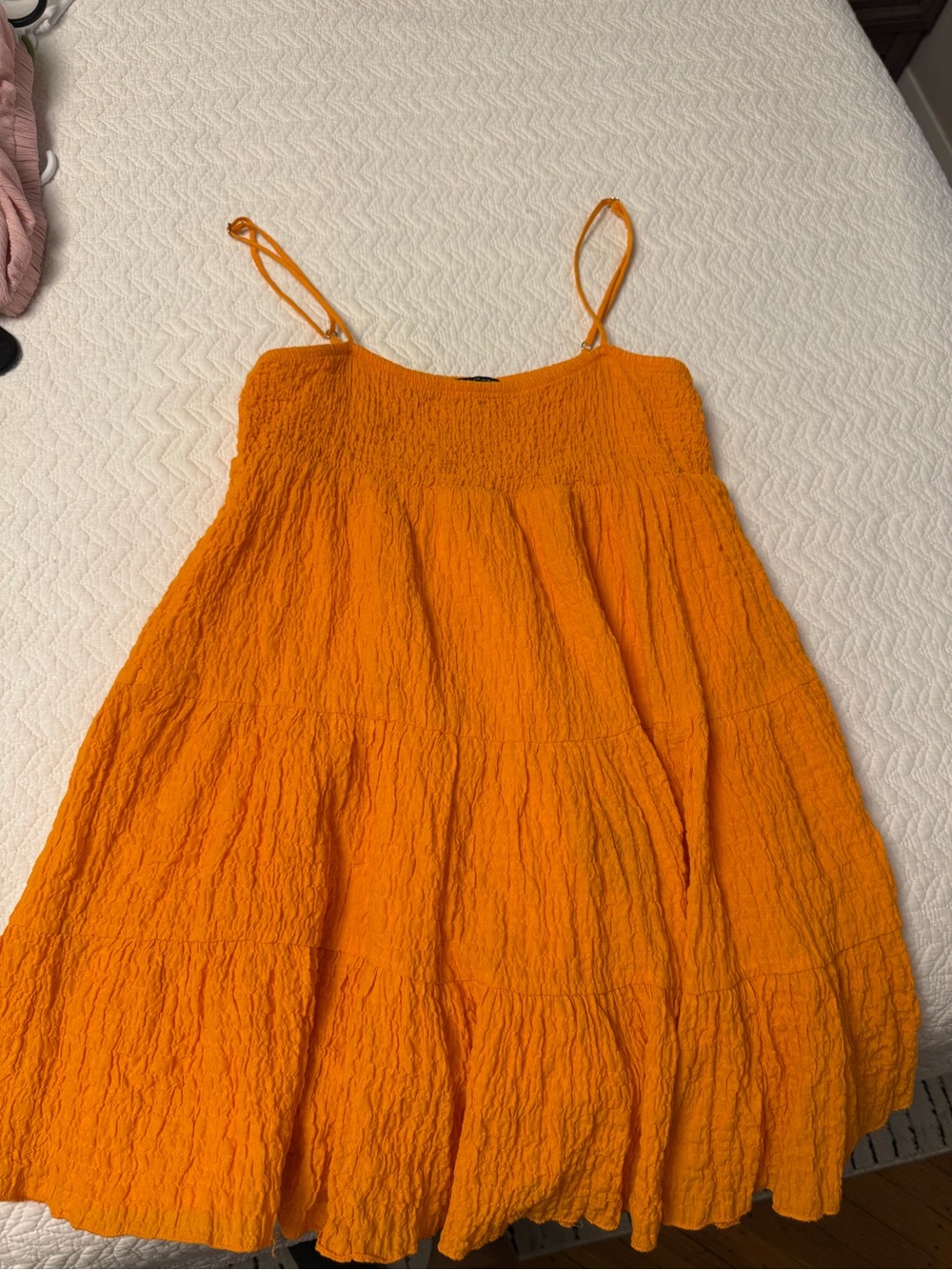 Bright Orange Spaghetti-Strap Summer Dress